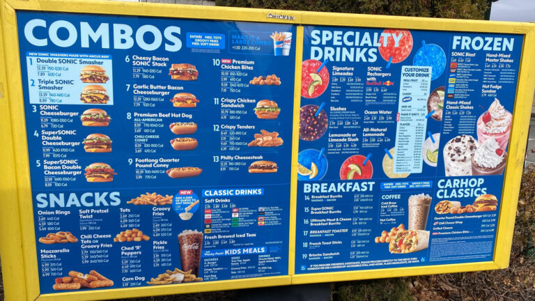 Sonic Breakfast Menu