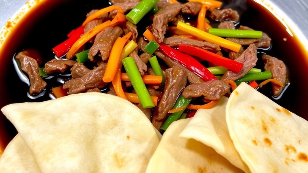 beef pancake wrap dish