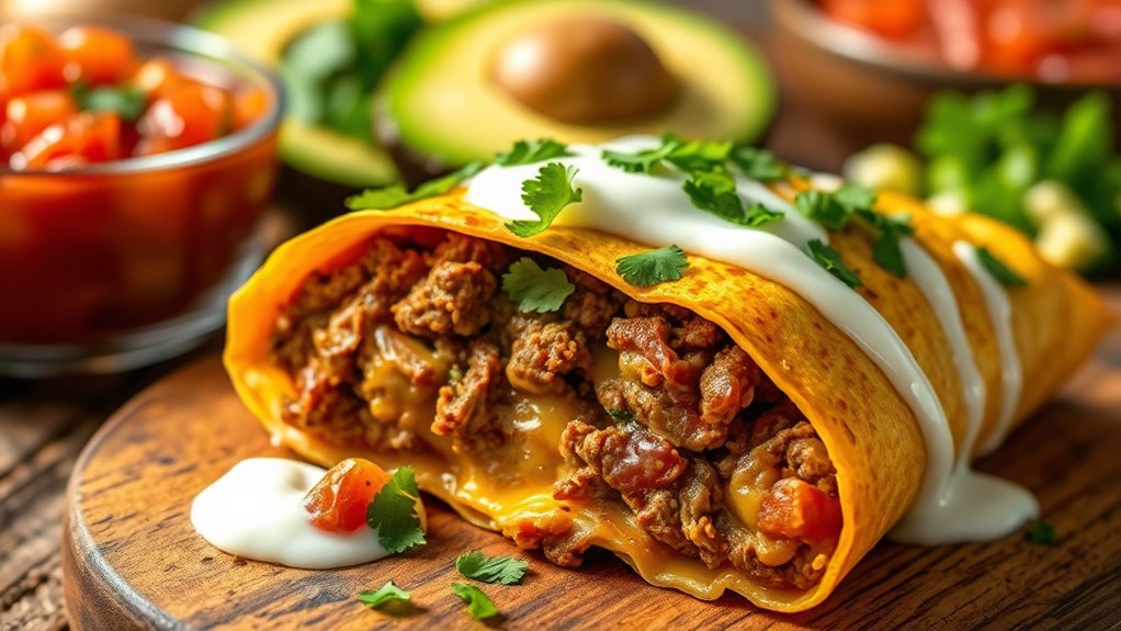 calorie range for beef enchiladas