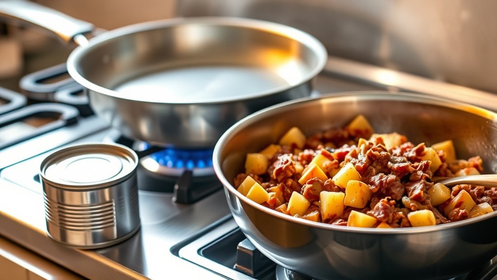 choose heavy pan preheat oil