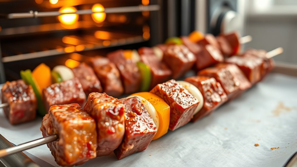 evenly spaced alternating skewers