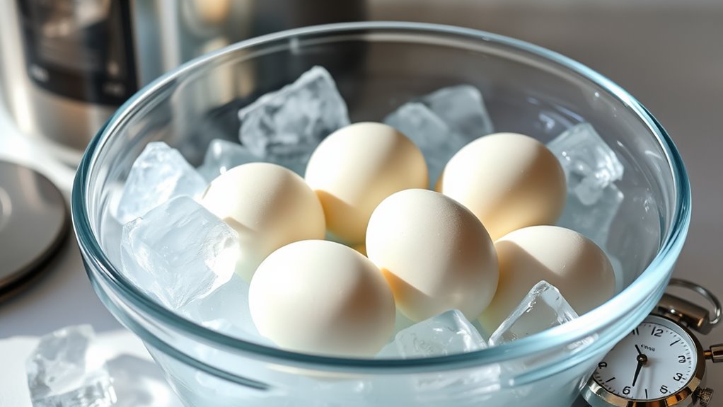 ice bath ensures perfect eggs