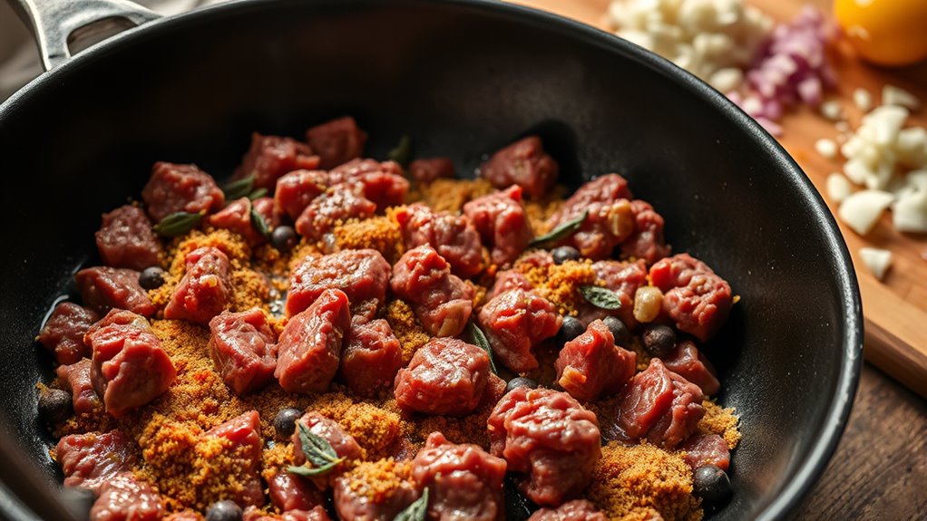 season beef with sausage spices