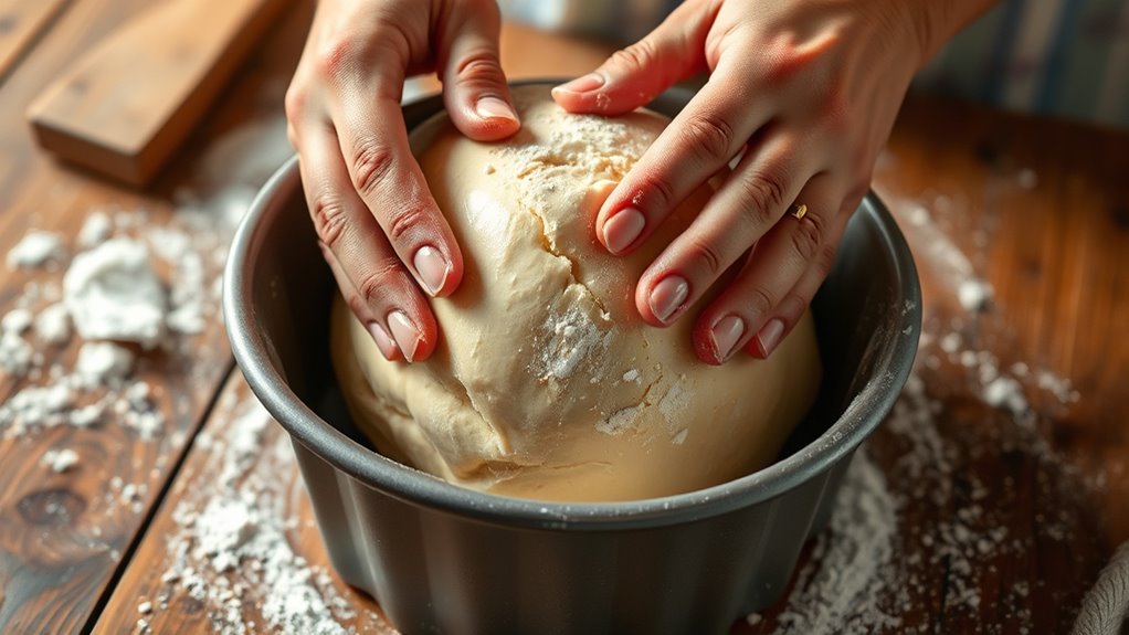 shape dough snugly in pan