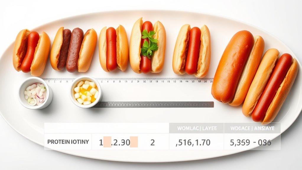 varied beef hot dog protein